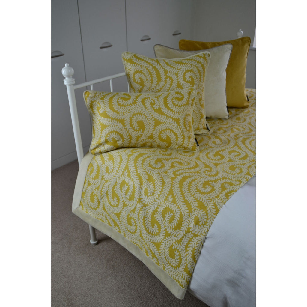 McAlister Textiles Little Leaf Ochre Yellow Cushion Cushions and Covers 