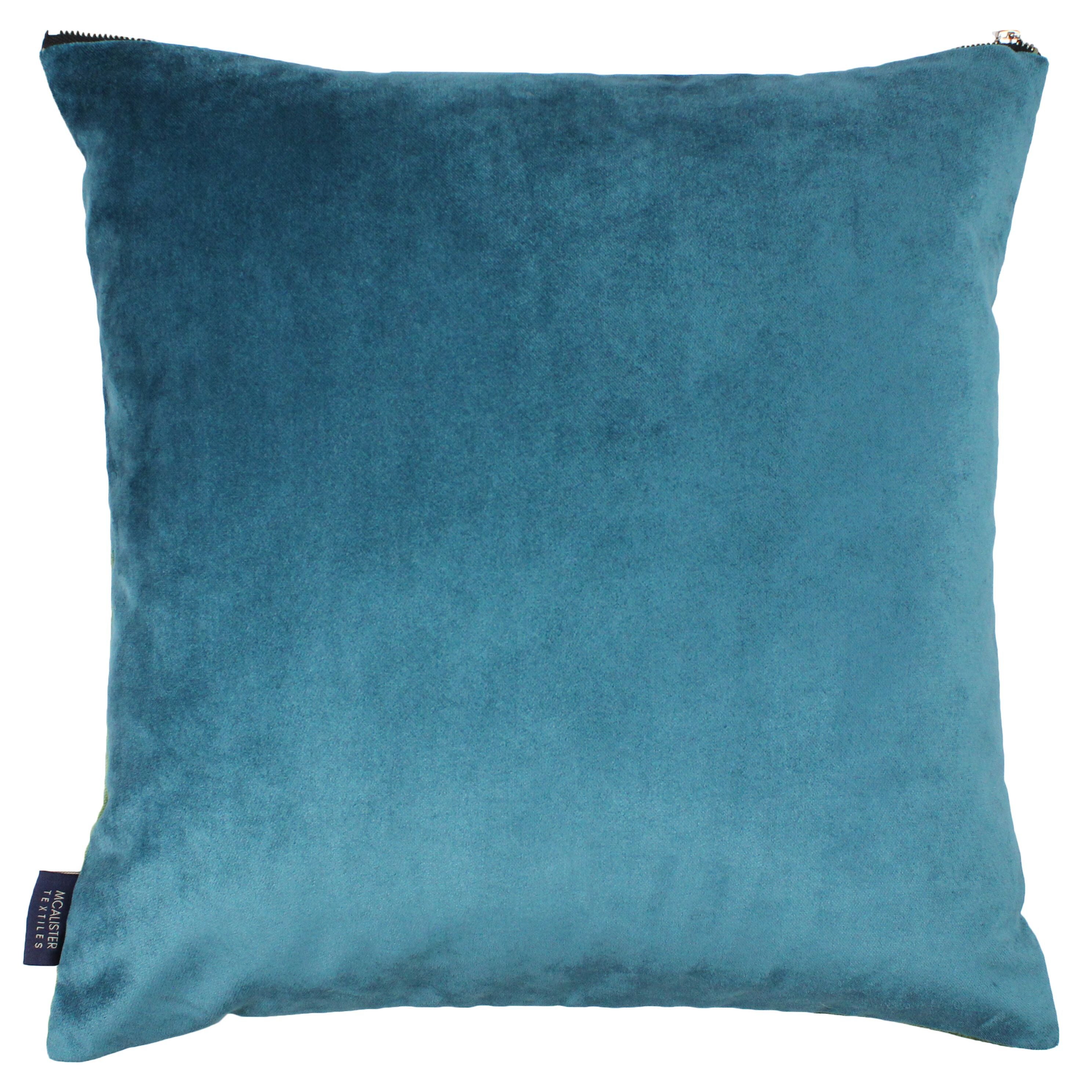 McAlister Textiles Decorative Zipper Edge Teal + Green Velvet Cushion Cushions and Covers Cover Only 43cm x 43cm 