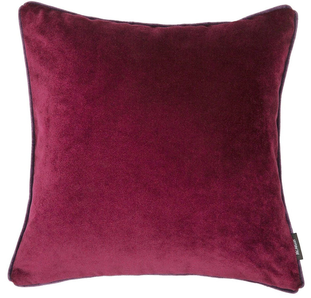 McAlister Textiles Matt Wine Red Velvet 43cm x 43cm Cushion Sets Cushions and Covers 