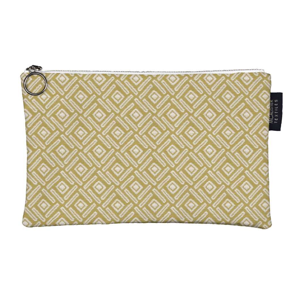 McAlister Textiles Elva Yellow + Grey Makeup Bag - Large Clutch Bag 