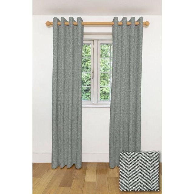 McAlister Textiles Herringbone Charcoal Grey Curtains Tailored Curtains 116cm(w) x 182cm(d) (46" x 72") 