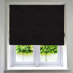 Load image into Gallery viewer, McAlister Textiles Plain Chenille Black Roman Blind Roman Blinds Standard Lining 130cm x 200cm 
