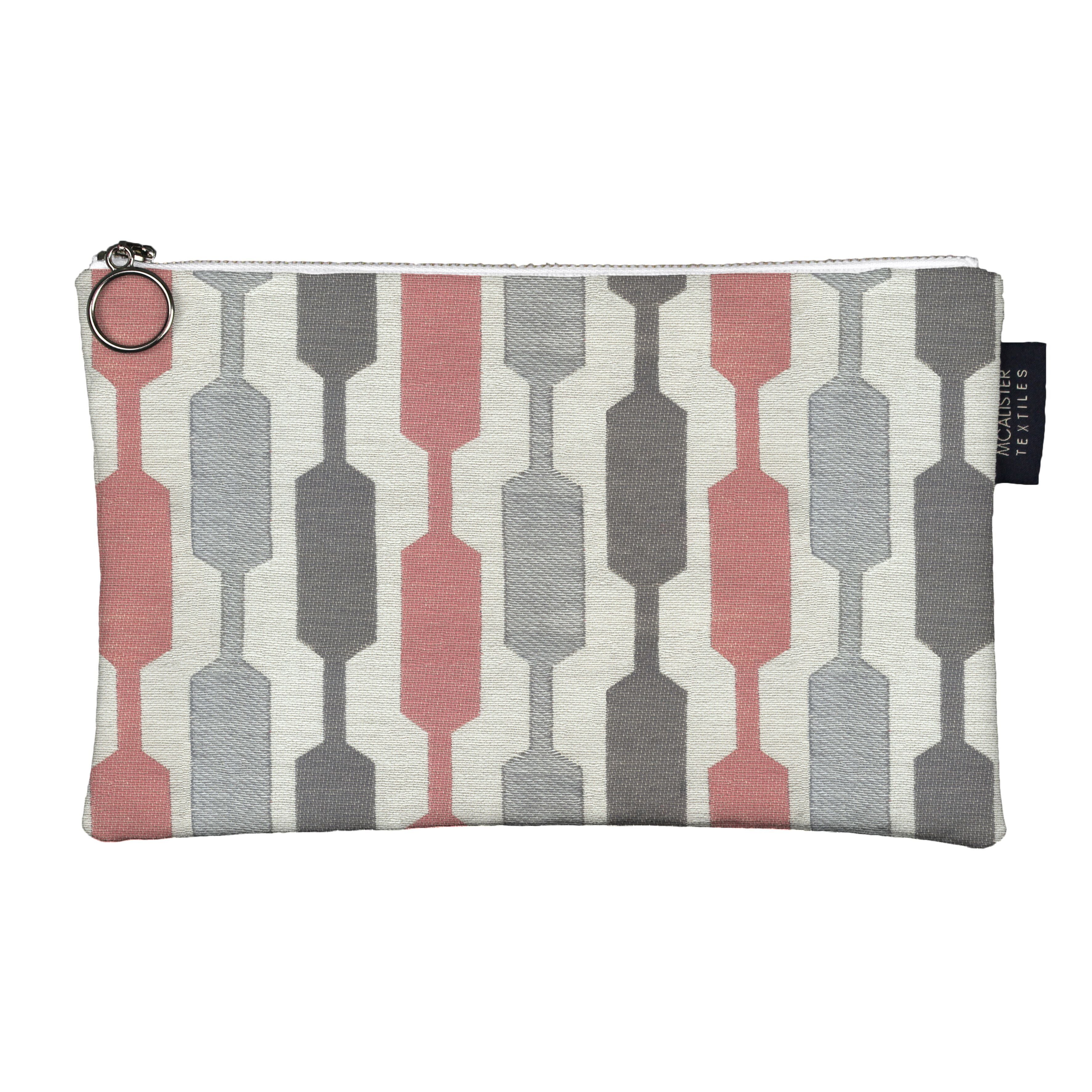 McAlister Textiles Lotta Pink + Grey Makeup Bag - Large Clutch Bag 