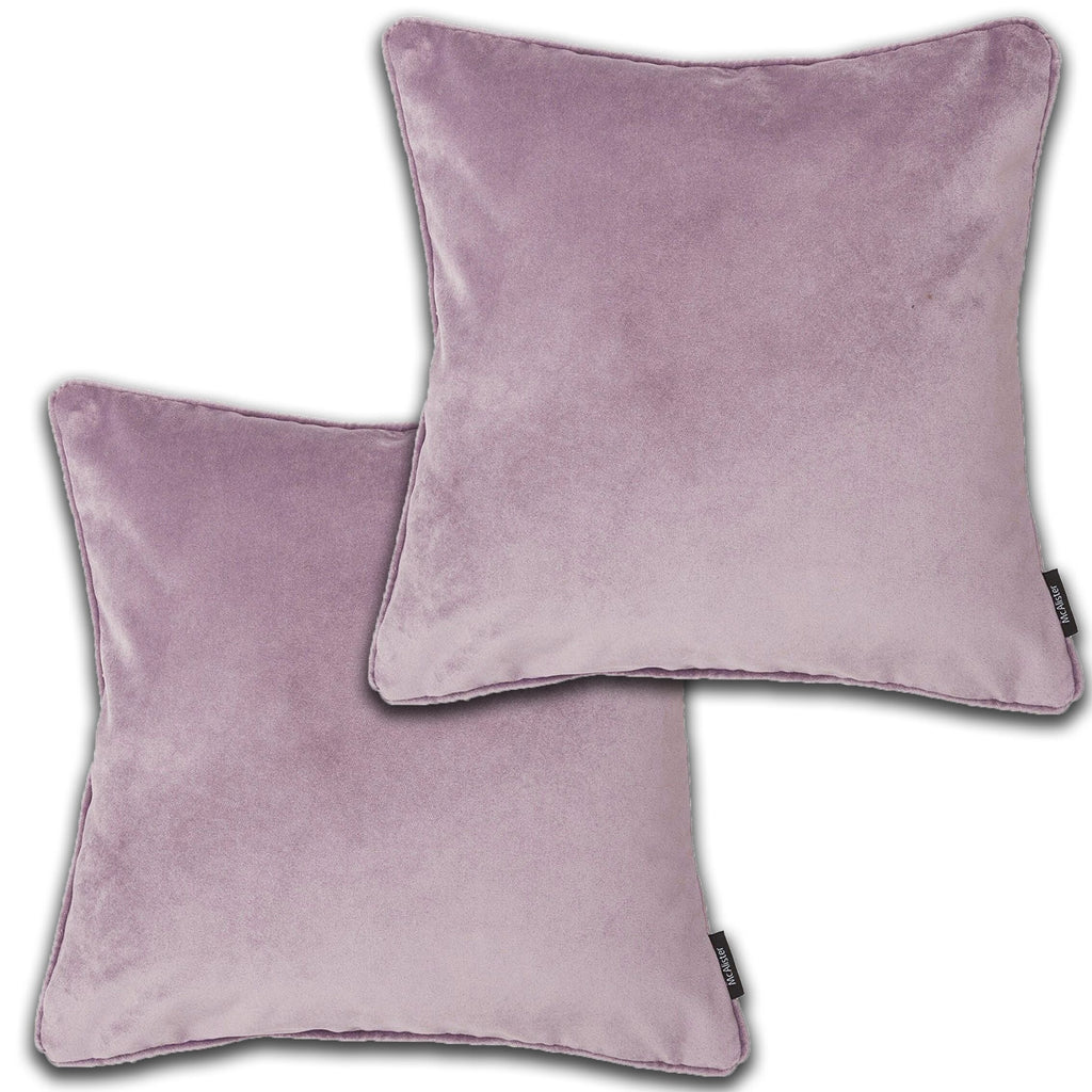 McAlister Textiles Matt Lilac Purple Velvet 43cm x 43cm Cushion Sets Cushions and Covers Cushion Covers Set of 2 