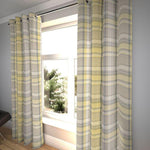Load image into Gallery viewer, McAlister Textiles Heritage Yellow + Grey Tartan Curtains Tailored Curtains 116cm(w) x 182cm(d) (46&quot; x 72&quot;) 
