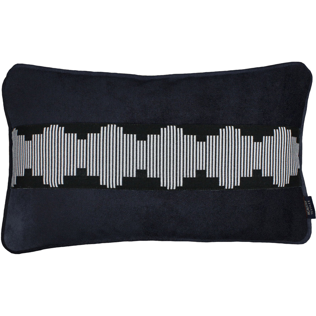 McAlister Textiles Maya Striped Black Velvet Cushion Cushions and Covers Cover Only 50cm x 30cm 