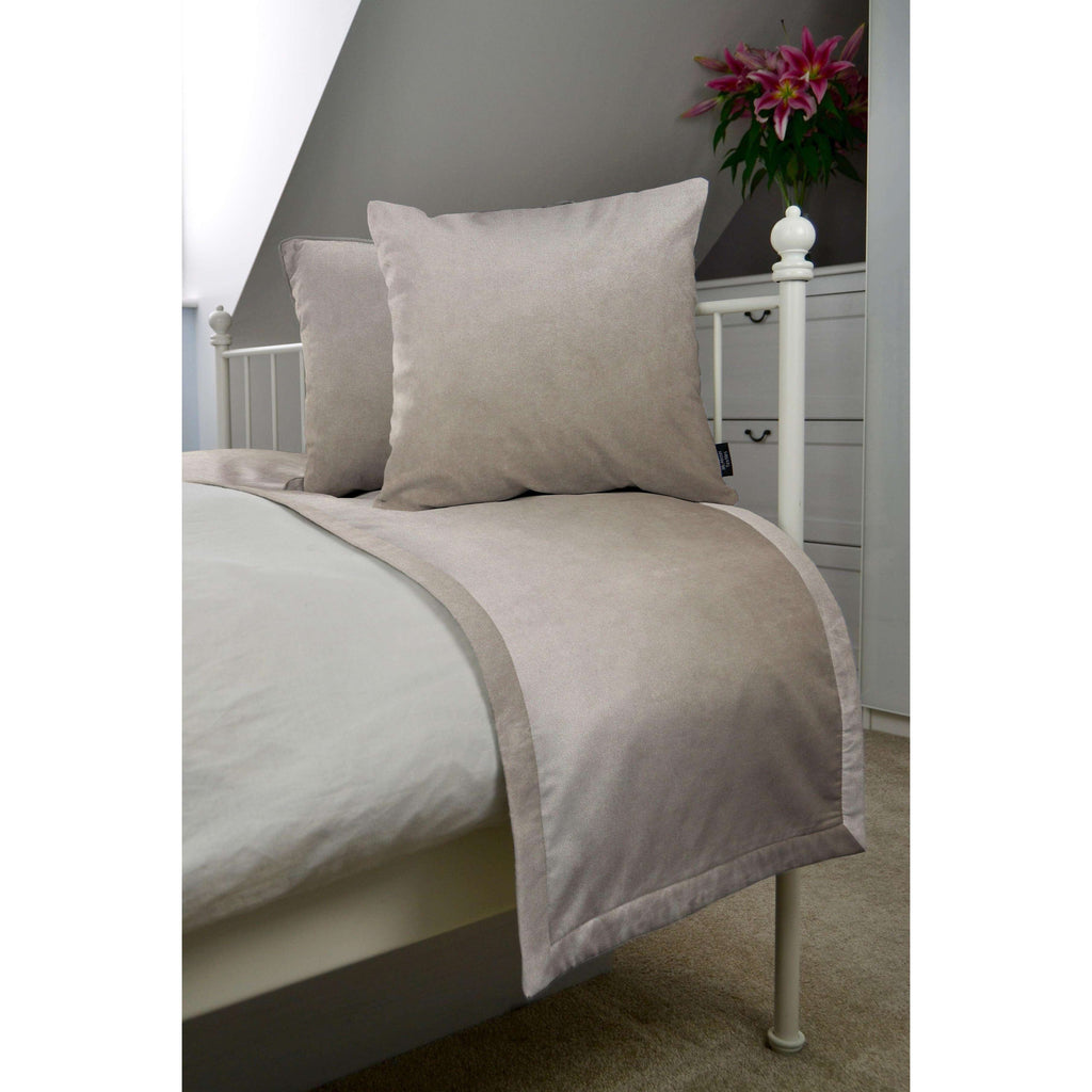 McAlister Textiles Matt Beige Mink Velvet Bedding Set Bedding Set Runner (50x240cm) + 2x Cushion Covers 