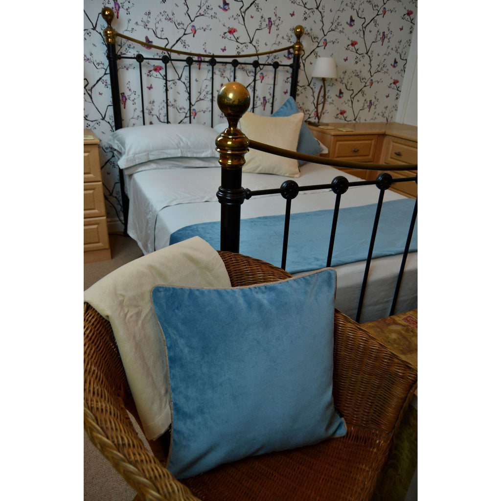 McAlister Textiles Matt Duck Egg Blue Velvet Cushion Cushions and Covers 