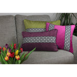 Load image into Gallery viewer, McAlister Textiles Cancun Striped Fuchsia Pink Velvet Cushion Cushions and Covers 

