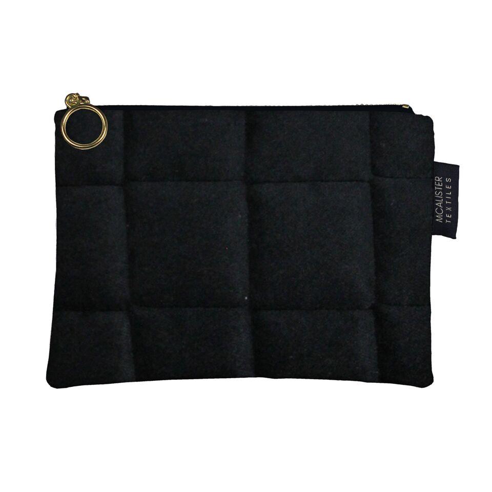 McAlister Textiles Square Pattern Black Velvet Makeup Bag Clutch Bag 