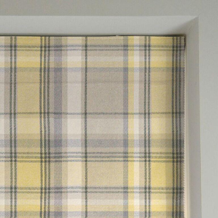 McAlister Textiles Heritage Yellow + Grey Tartan Roman Blind Roman Blinds 