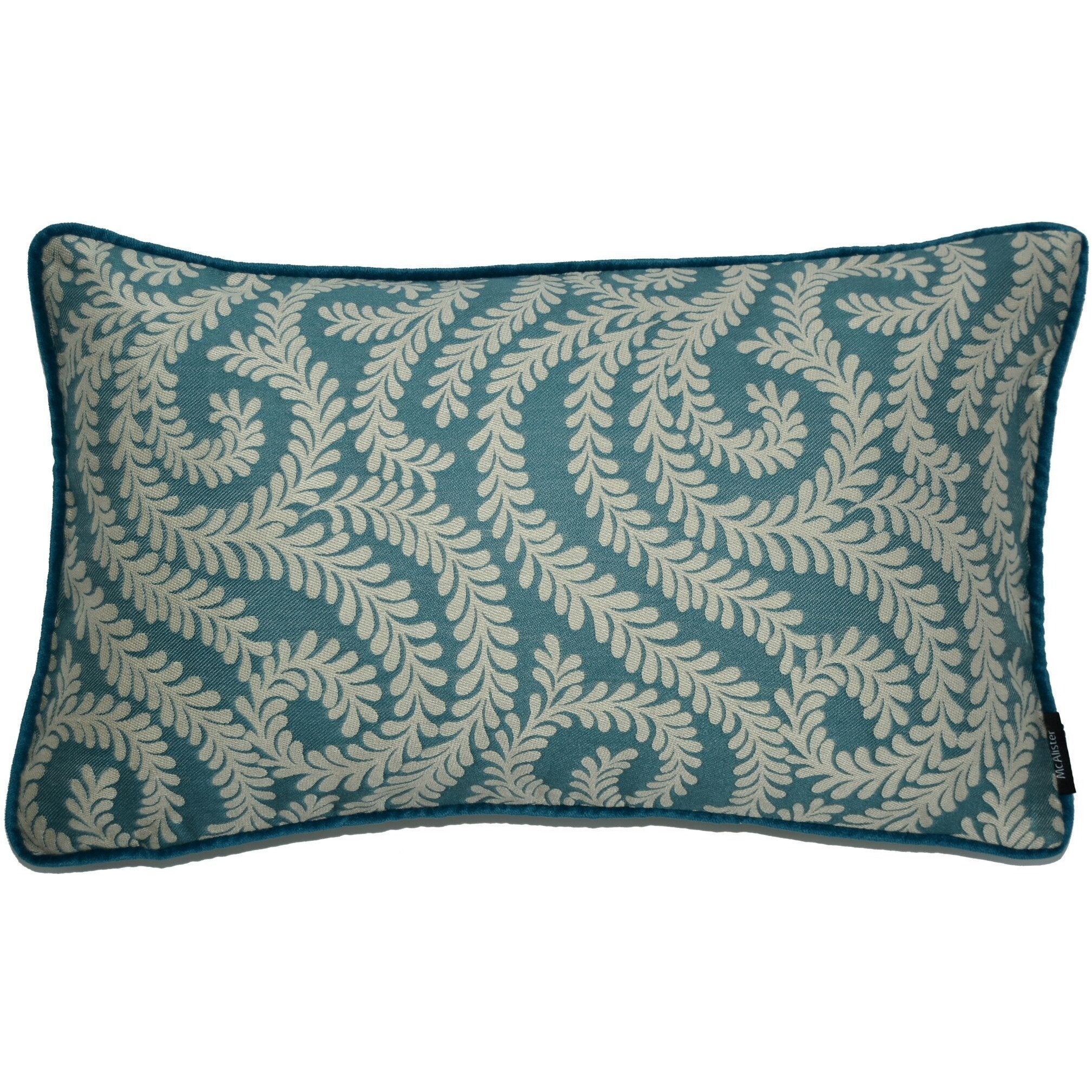 McAlister Textiles Little Leaf Teal Cushion Cushions and Covers Cover Only 50cm x 30cm 