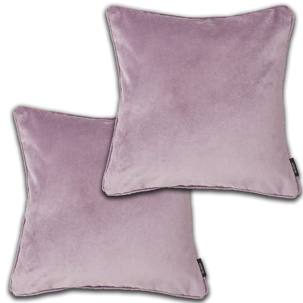 McAlister Textiles Matt Lilac Purple Velvet 43cm x 43cm Cushion Sets Cushions and Covers Cushion Covers Set of 2