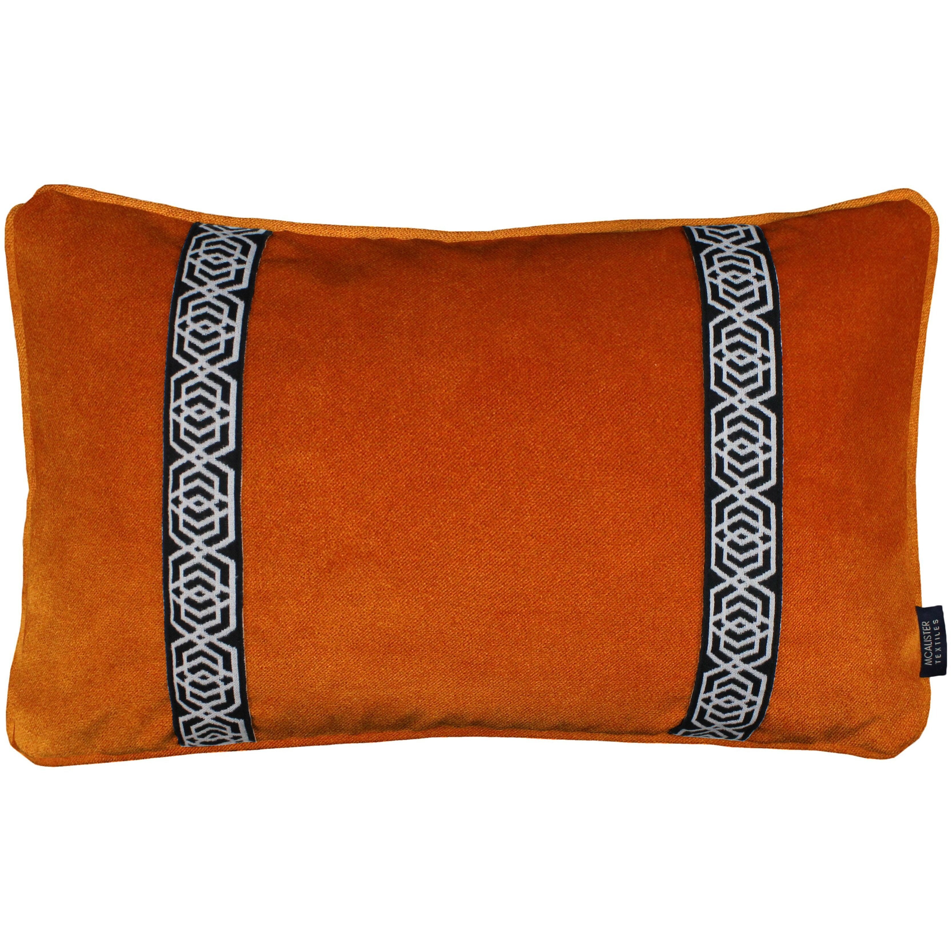 McAlister Textiles Coba Striped Burnt Orange Velvet Pillow Pillow Cover Only 50cm x 30cm 