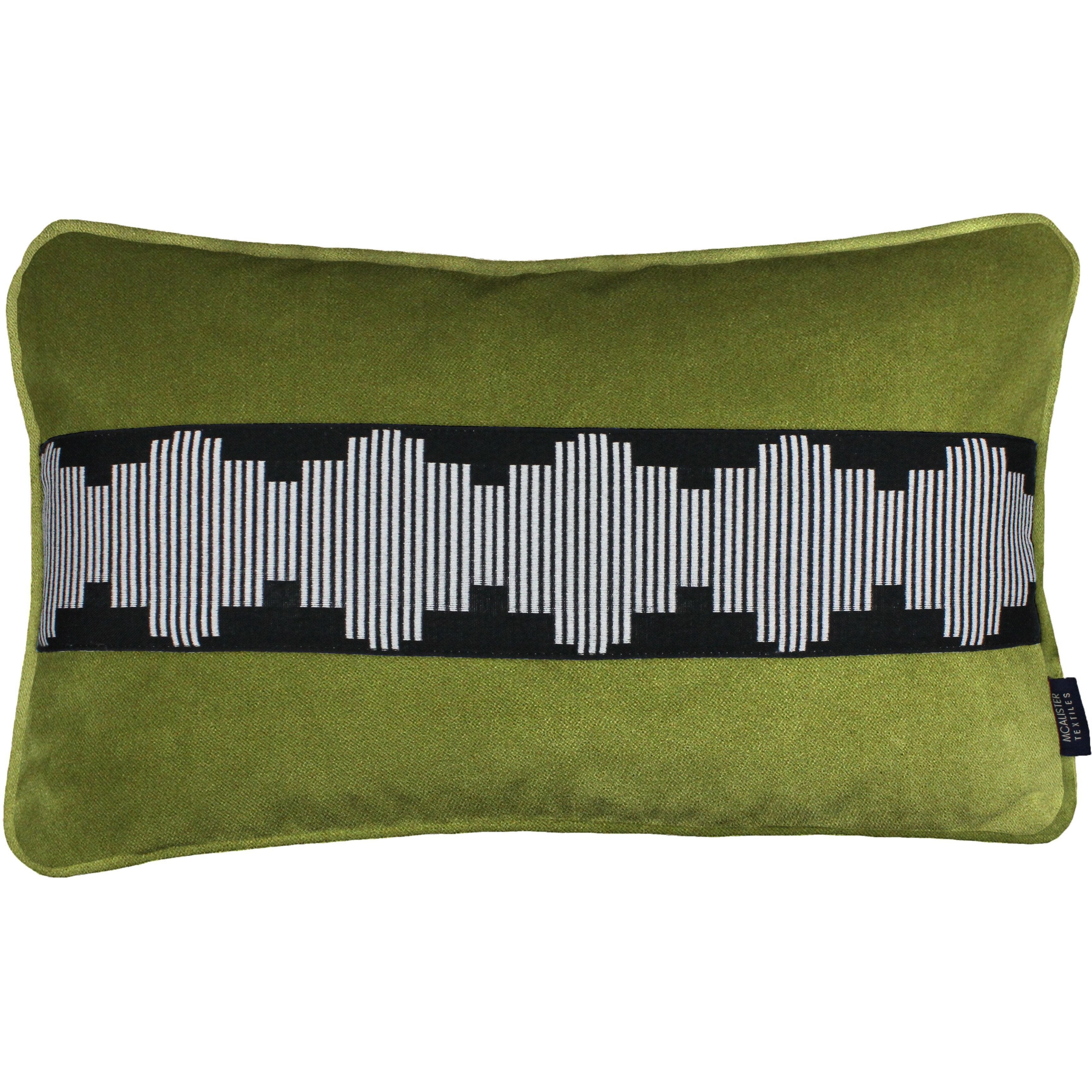 McAlister Textiles Maya Striped Lime Green Velvet Cushion Cushions and Covers Cover Only 50cm x 30cm 