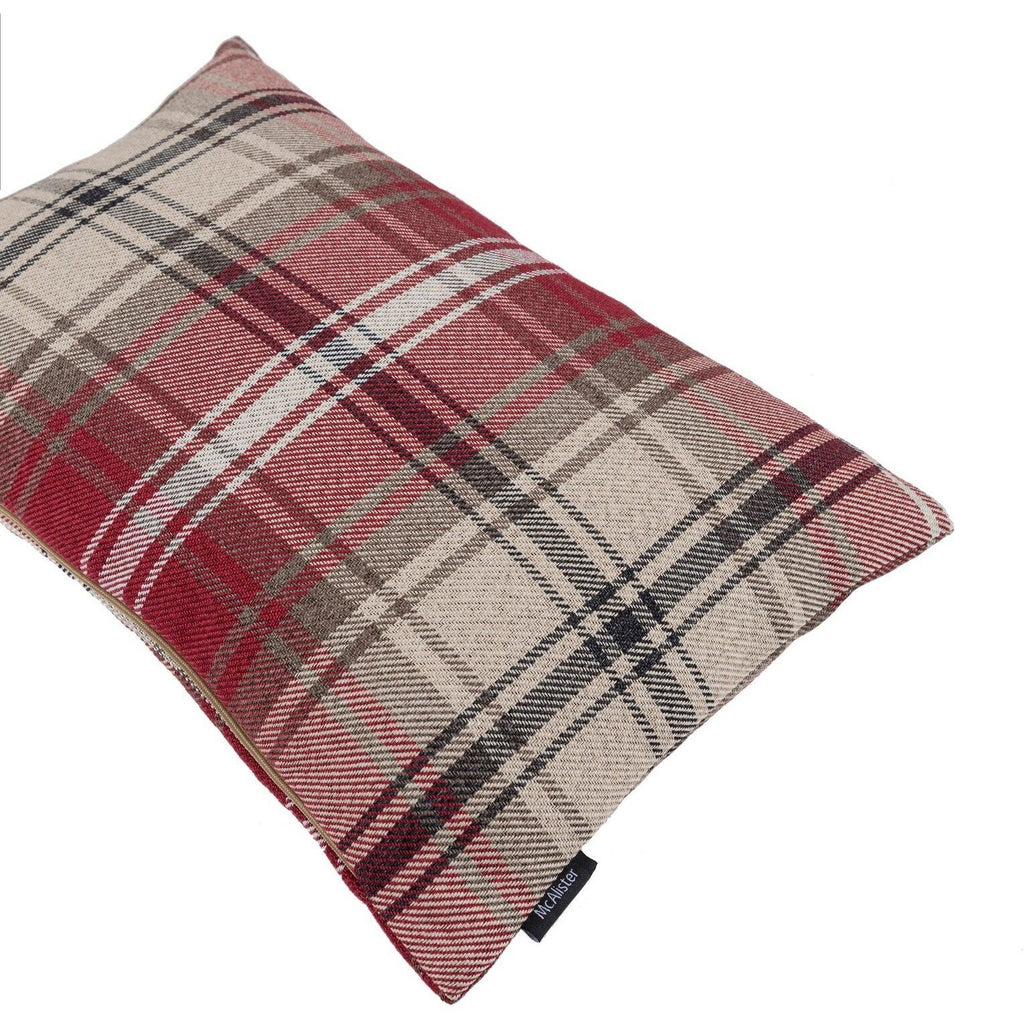 McAlister Textiles Angus Red + White Tartan Cushion Cushions and Covers 
