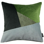 Load image into Gallery viewer, McAlister Textiles Triangle Patchwork Velvet Green, Silver + Grey Cushion Cushions and Covers Cover Only 43cm x 43cm 
