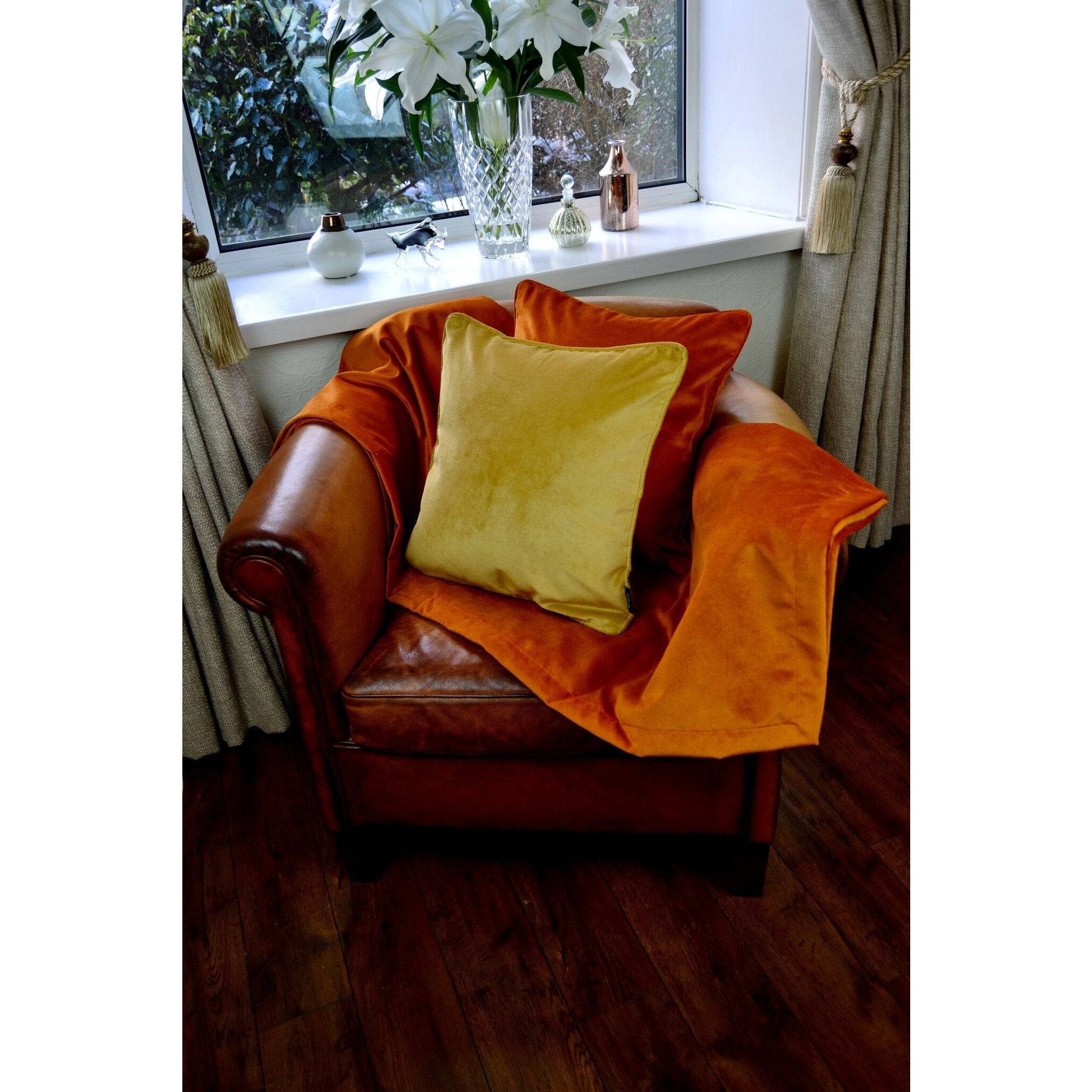 McAlister Textiles Matt Burnt Orange Velvet Cushion Cushions and Covers 