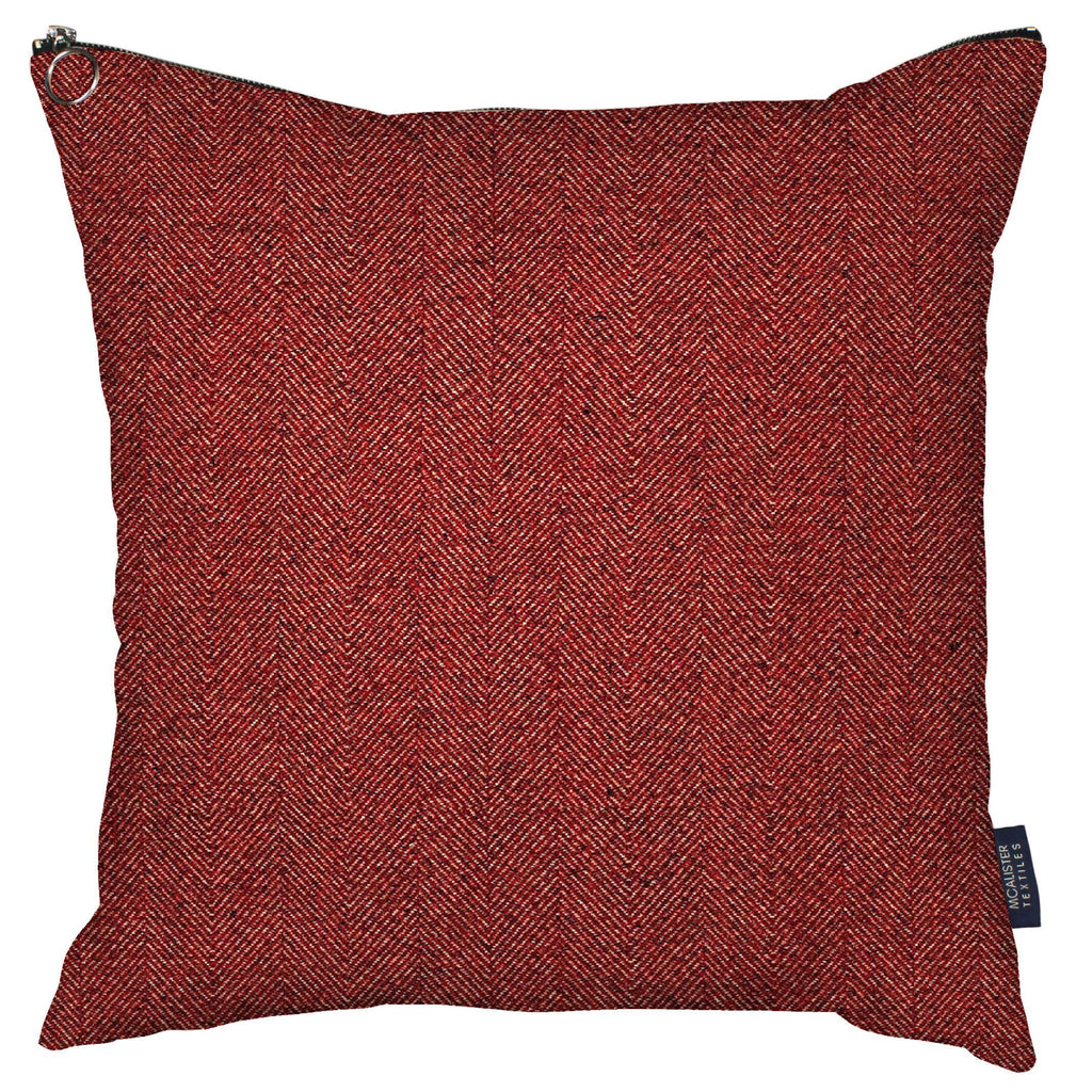 McAlister Textiles Herringbone Zipper Edge Red Cushion Cushions and Covers Cover Only 43cm x 43cm 
