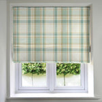 Load image into Gallery viewer, McAlister Textiles Heritage Duck Egg Blue Tartan Roman Blind Roman Blinds Standard Lining 130cm x 200cm 
