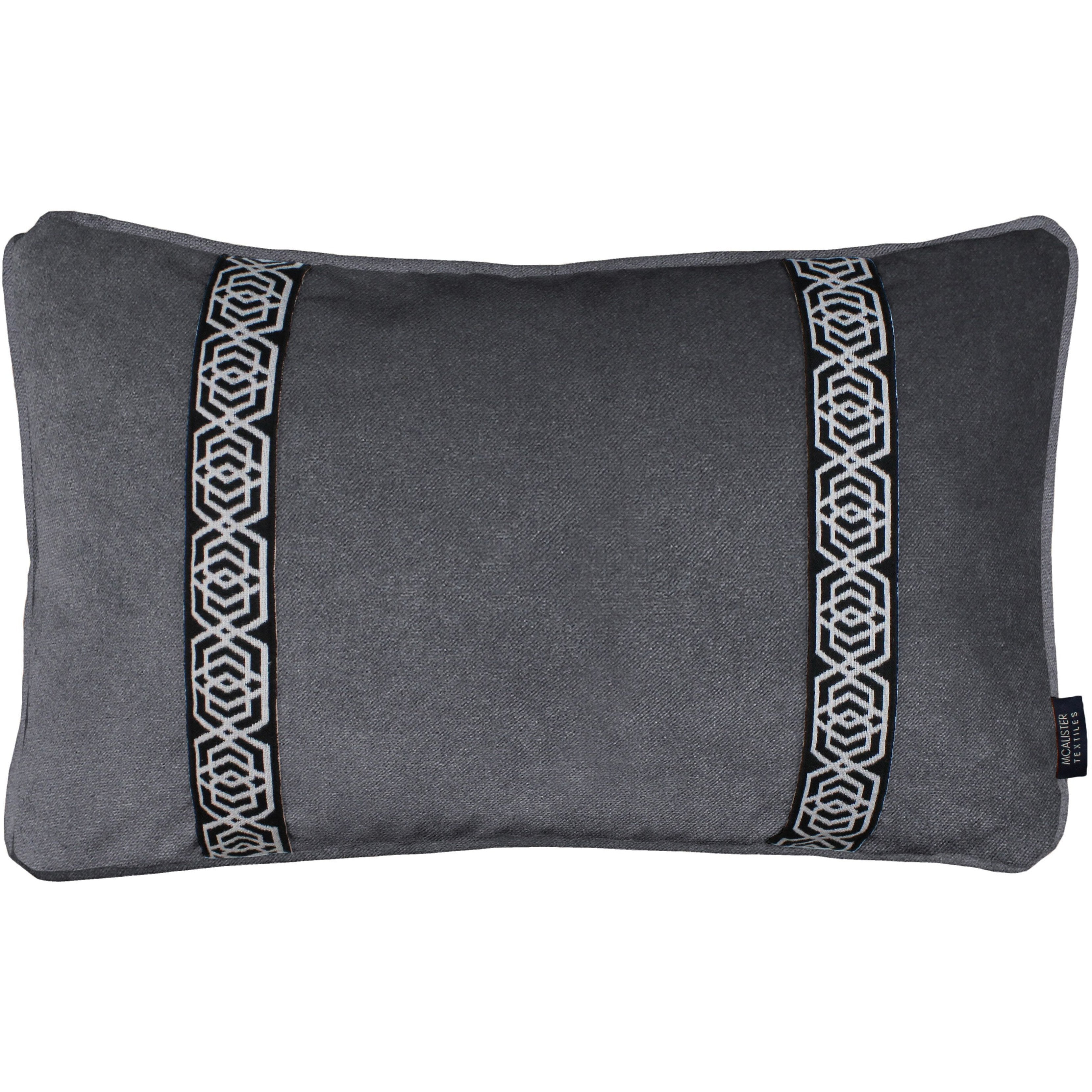McAlister Textiles Coba Striped Charcoal Grey Velvet Pillow Pillow Cover Only 50cm x 30cm 