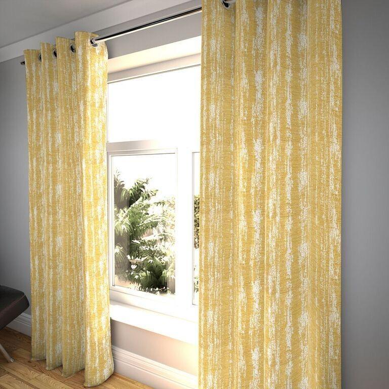 McAlister Textiles Textured Chenille Mustard Yellow Curtains Tailored Curtains 116cm(w) x 182cm(d) (46" x 72") 