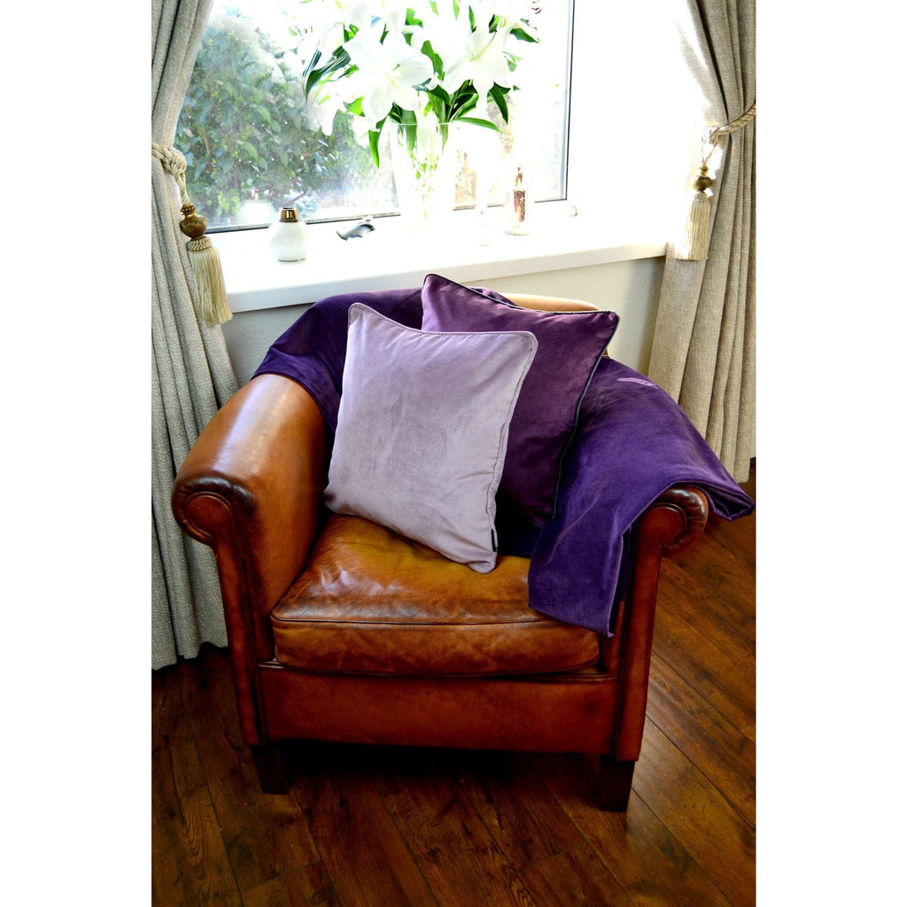 McAlister Textiles Matt Lilac Purple Velvet Cushion Cushions and Covers 