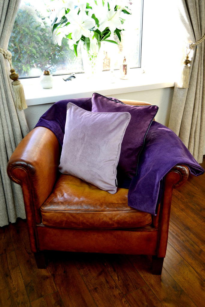 McAlister Textiles Matt Lilac Purple Velvet 43cm x 43cm Cushion Sets Cushions and Covers 