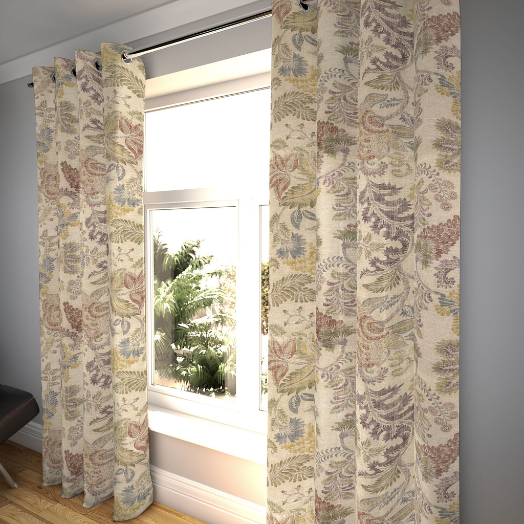 McAlister Textiles Floris Vintage Floral Linen Curtains Tailored Curtains 116cm(w) x 182cm(d) (46" x 72") 