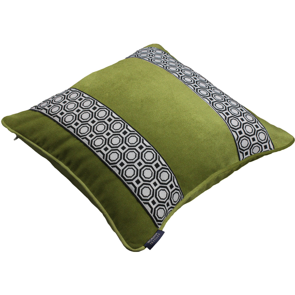 McAlister Textiles Cancun Striped Lime Green Velvet Cushion Cushions and Covers 
