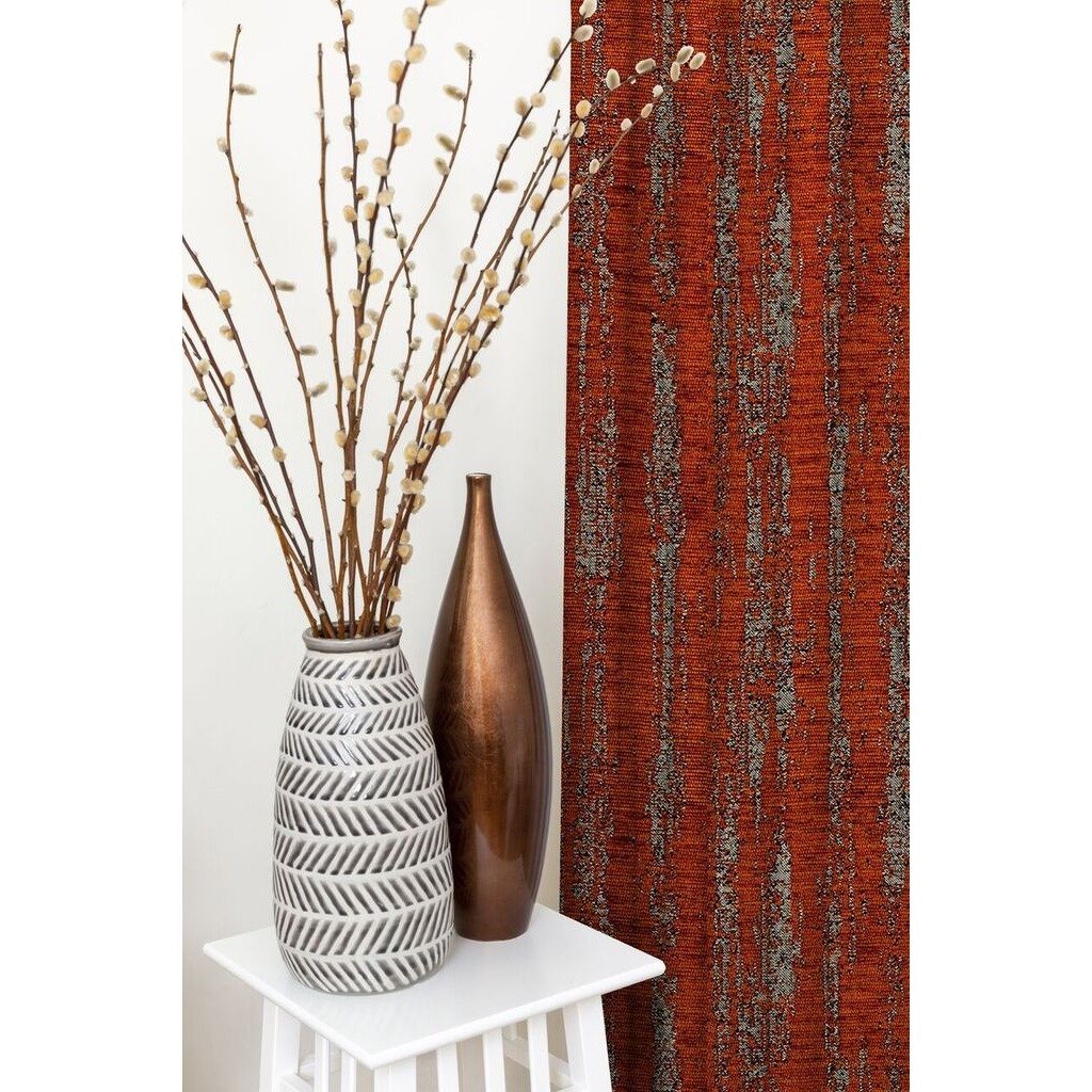 McAlister Textiles Textured Chenille Burnt Orange Curtains Tailored Curtains 