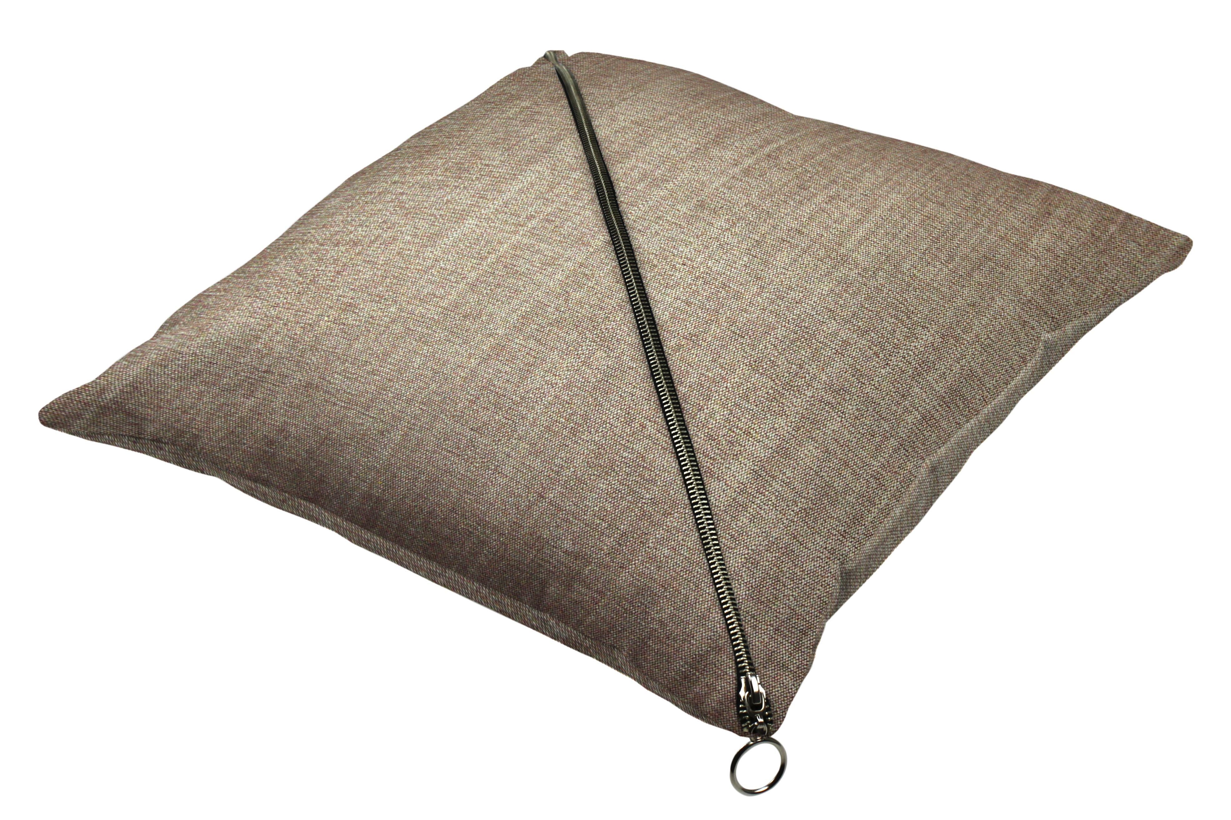 McAlister Textiles Rhumba Diagonal Zip Taupe Linen Cushion Cushions and Covers Cover Only 43cm x 43cm