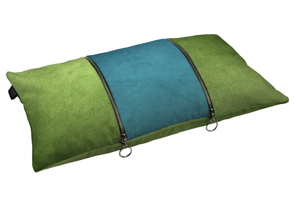 McAlister Textiles Decorative Double Zip Teal + Green Velvet Pillow Pillow 