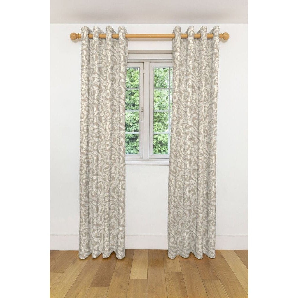 McAlister Textiles Little Leaf Pale Beige Curtains Tailored Curtains 