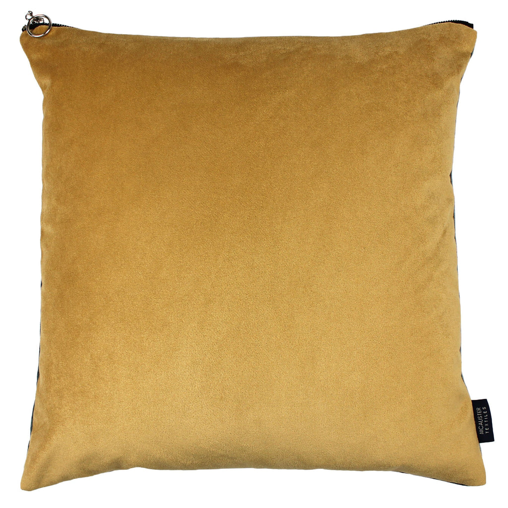 McAlister Textiles Decorative Zipper Edge Yellow + Grey Velvet Cushion Cushions and Covers Cover Only 43cm x 43cm 