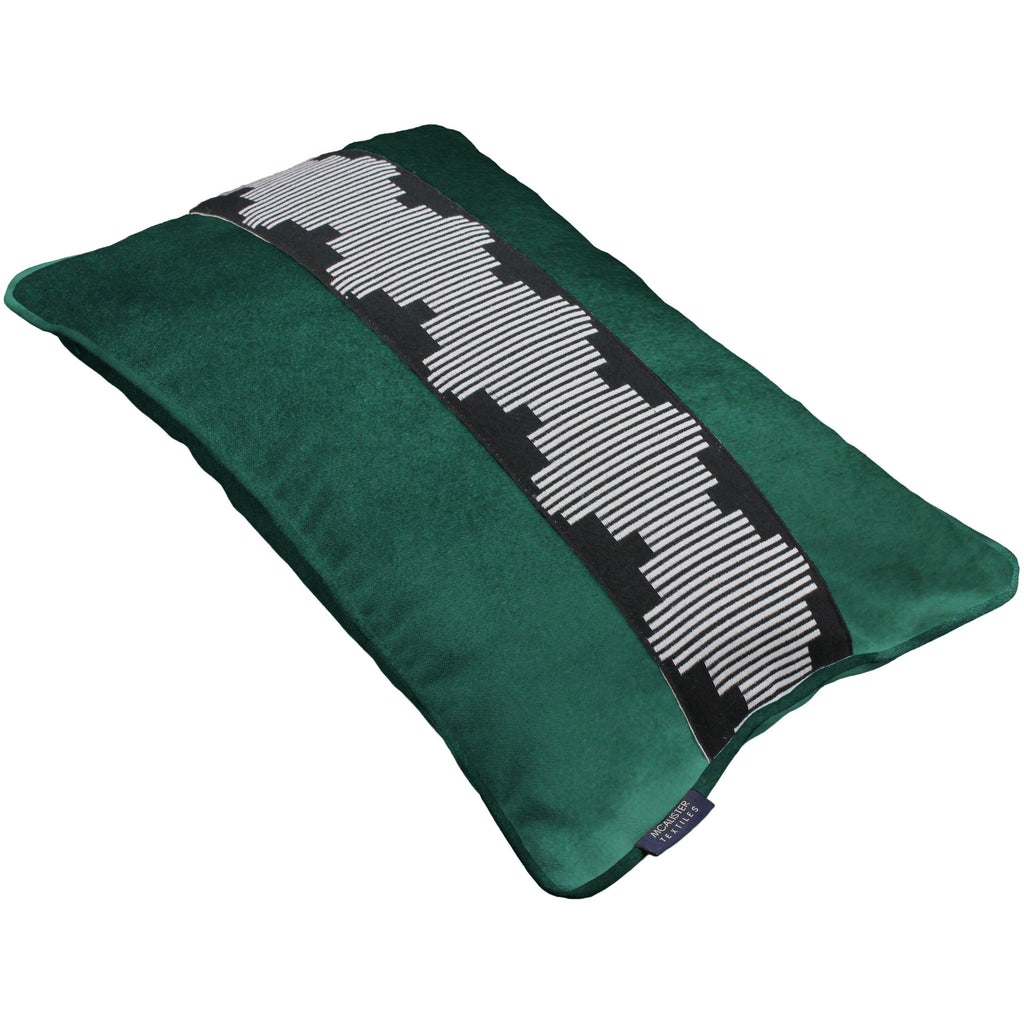 McAlister Textiles Maya Striped Emerald Green Velvet Cushion Cushions and Covers 