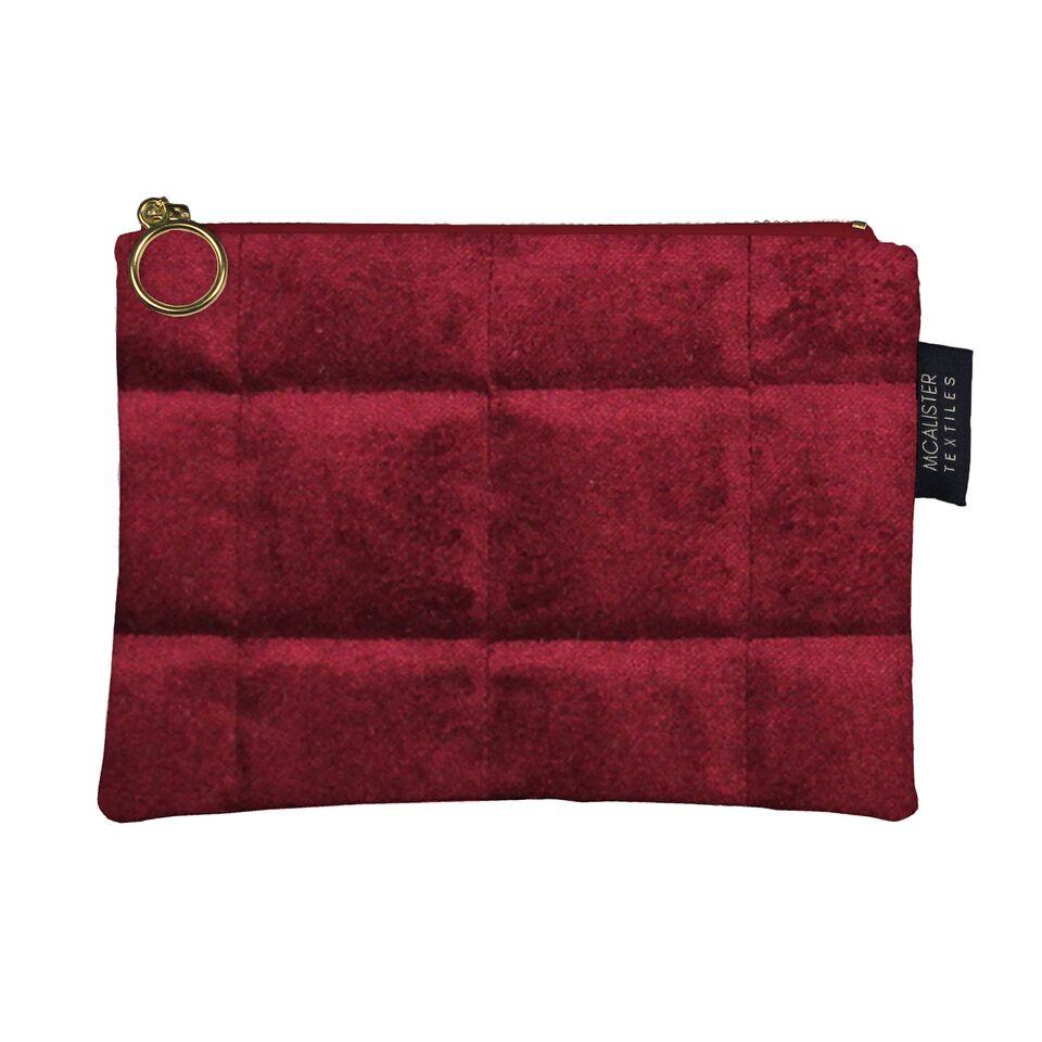 McAlister Textiles Square Pattern Red Velvet Makeup Bag Clutch Bag 