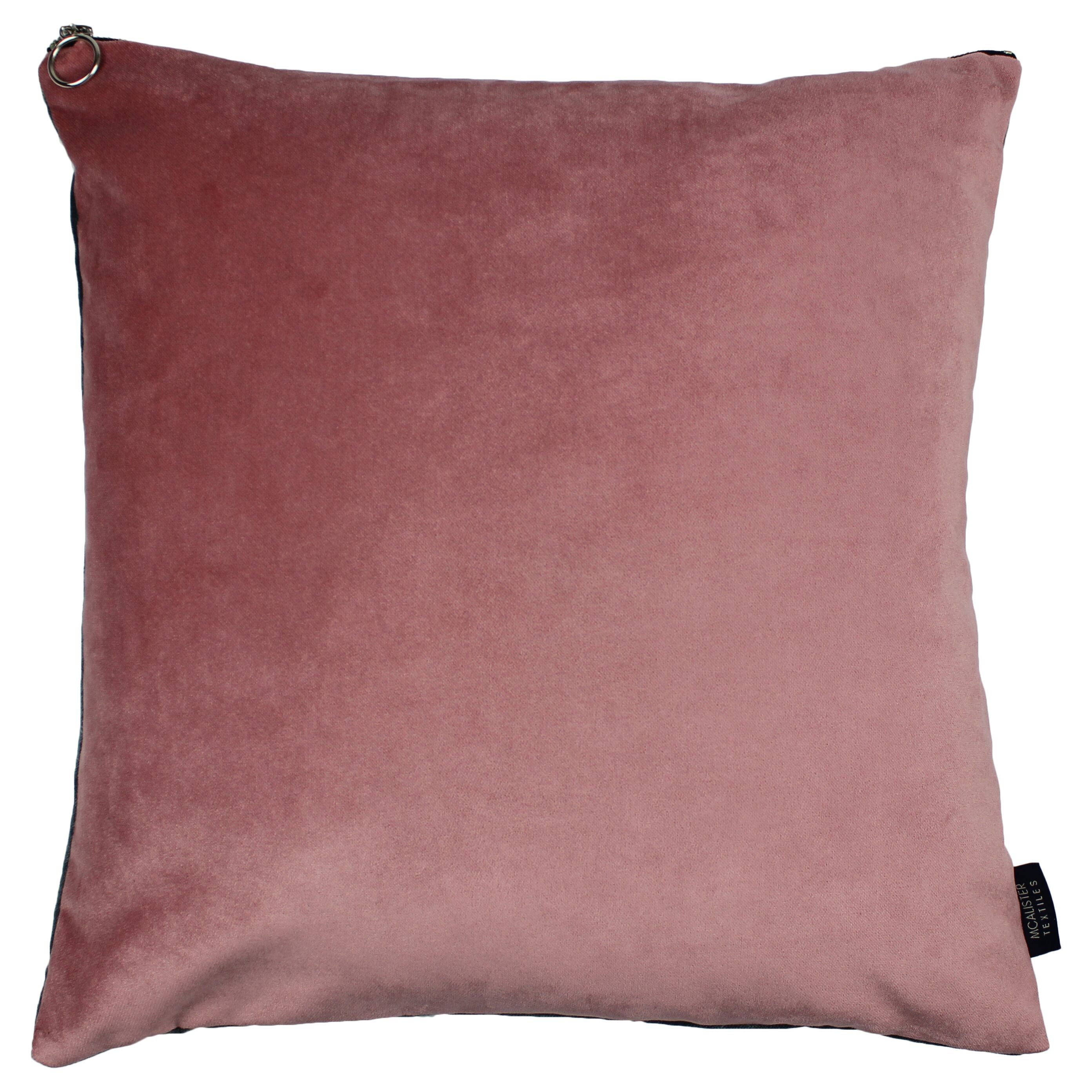 McAlister Textiles Decorative Zipper Edge Pink + Grey Velvet Cushion Cushions and Covers Cover Only 43cm x 43cm 