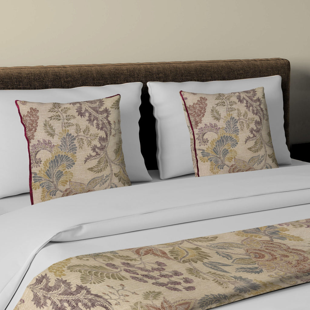 McAlister Textiles Floris Vintage Floral Linen Bedding Set Bedding Set Runner (50x240cm) + 2x Cushion Covers 