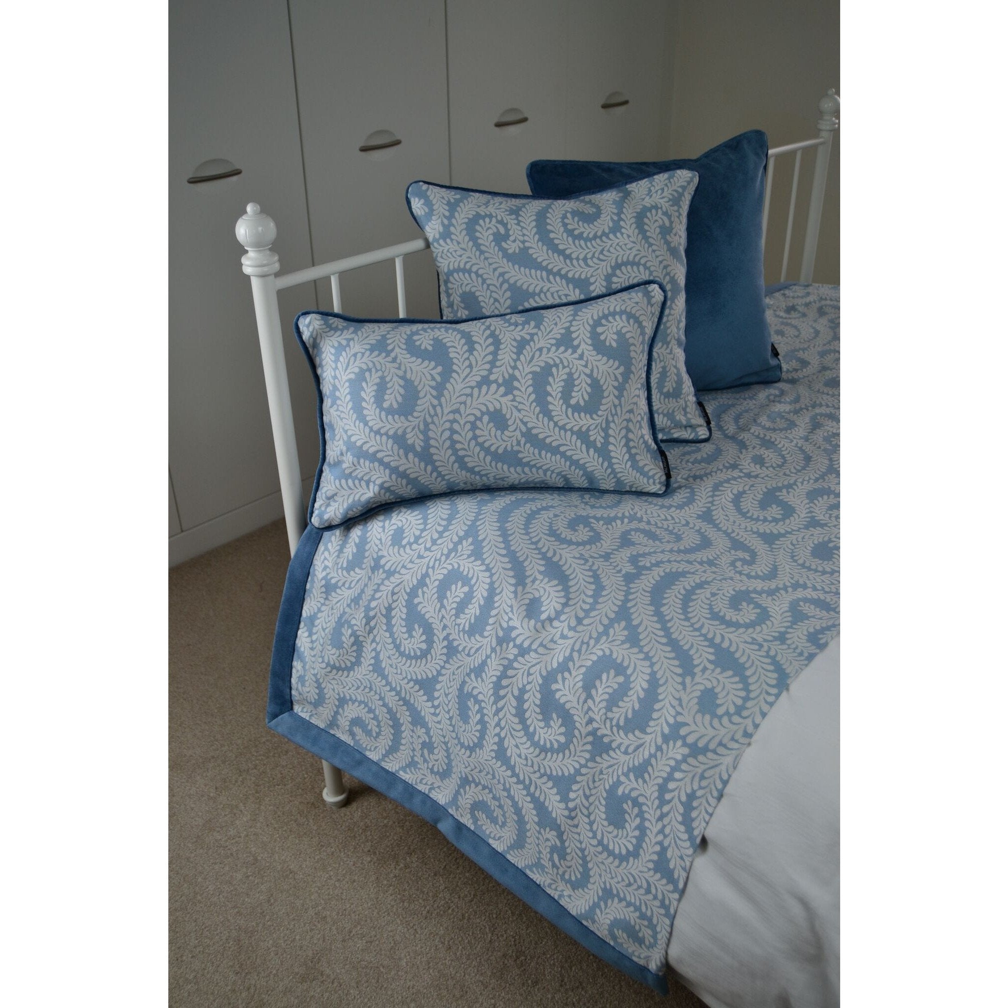 McAlister Textiles Little Leaf Wedgewood Blue Cushion Cushions and Covers 