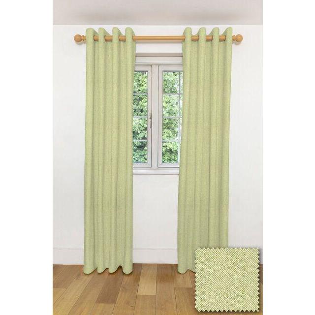 McAlister Textiles Herringbone Sage Green Curtains Tailored Curtains 116cm(w) x 182cm(d) (46" x 72") 