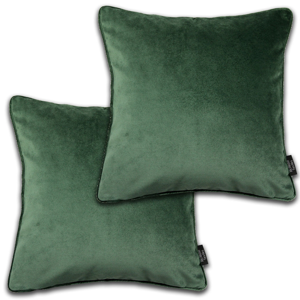 McAlister Textiles Matt Moss Green Velvet 43cm x 43cm Cushion Sets Cushions and Covers Cushion Covers Set of 2 