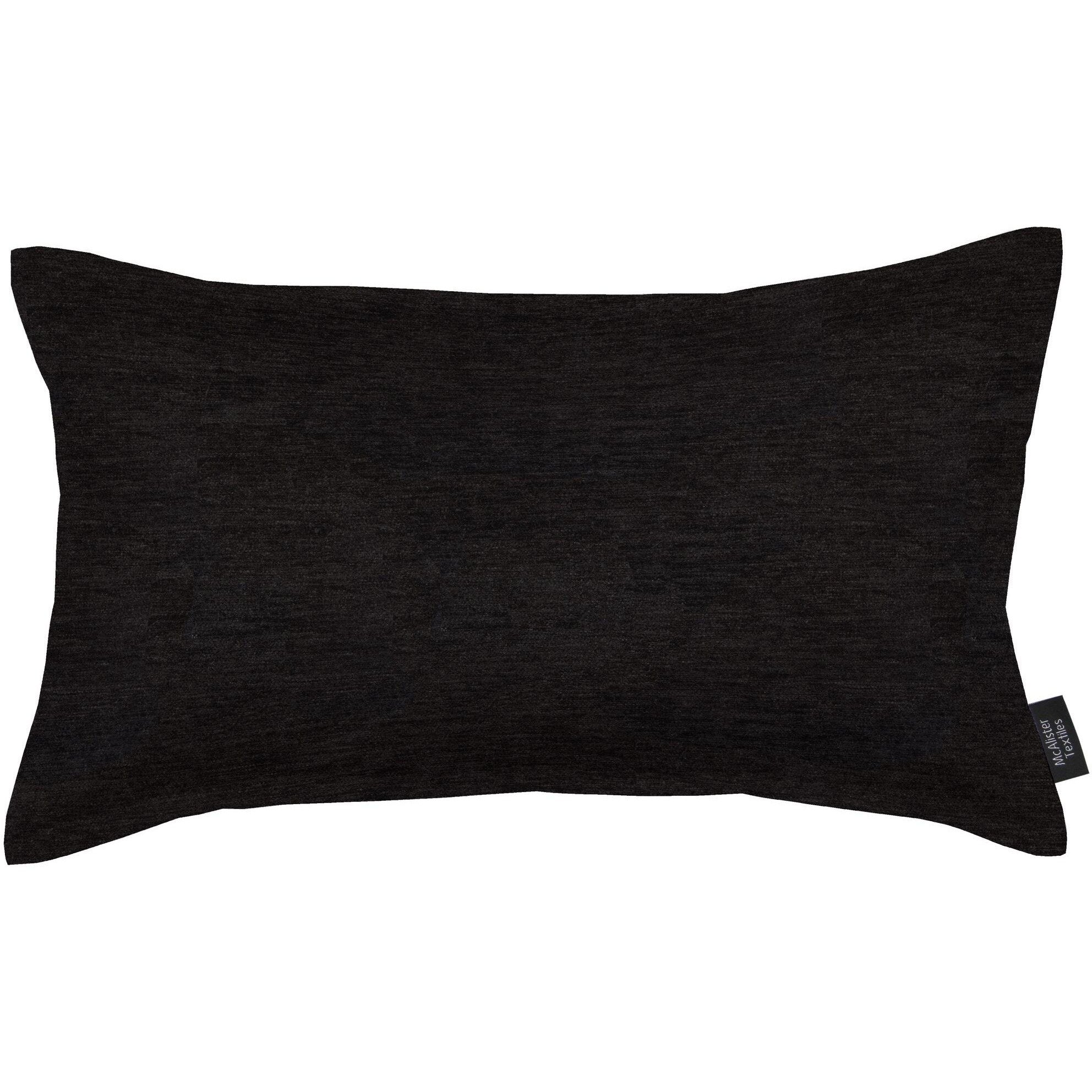 McAlister Textiles Plain Chenille Black Cushion Cushions and Covers Cover Only 50cm x 30cm 