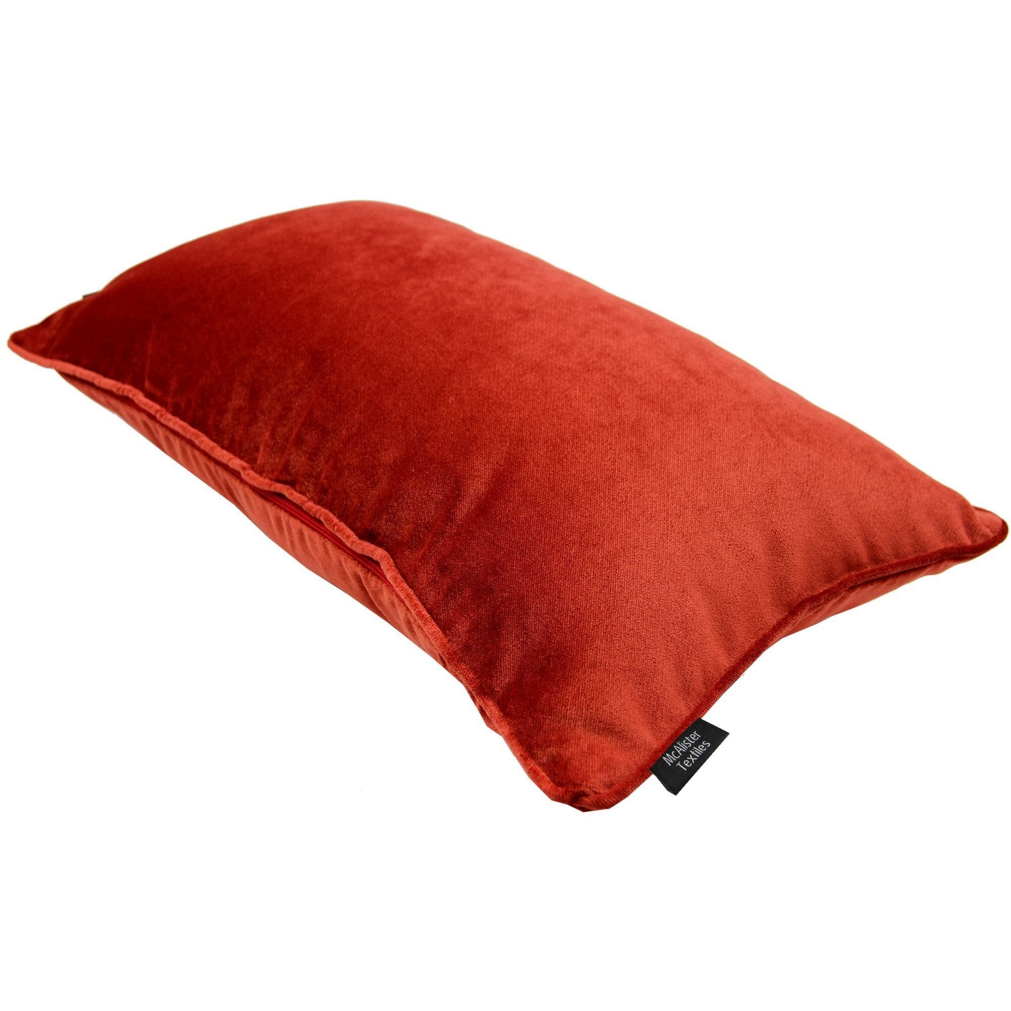 McAlister Textiles Matt Rust Red Orange Velvet Cushion Cushions and Covers 