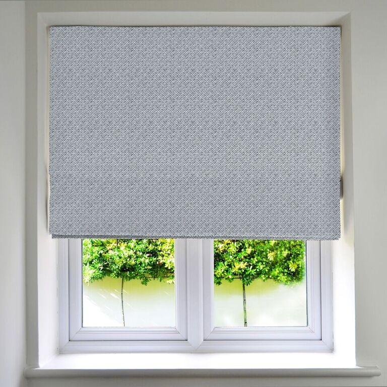 McAlister Textiles Monterrey Black + White Roman Blind Roman Blinds Standard Lining 130cm x 200cm 