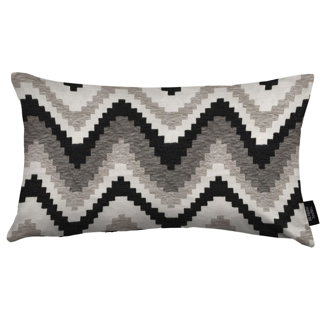 McAlister Textiles Navajo Black + Grey Striped Cushion Cushions and Covers Cover Only 50cm x 30cm 