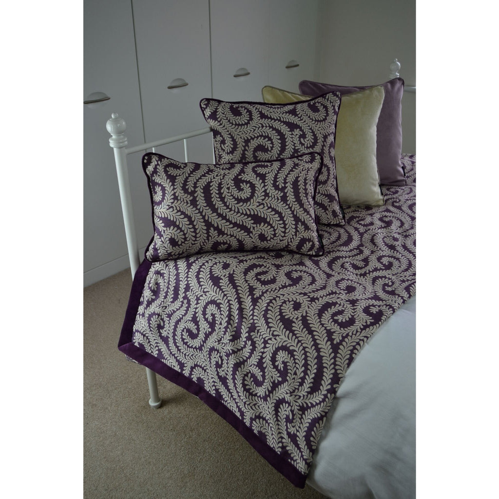 McAlister Textiles Little Leaf Aubergine Purple Cushion Cushions and Covers 