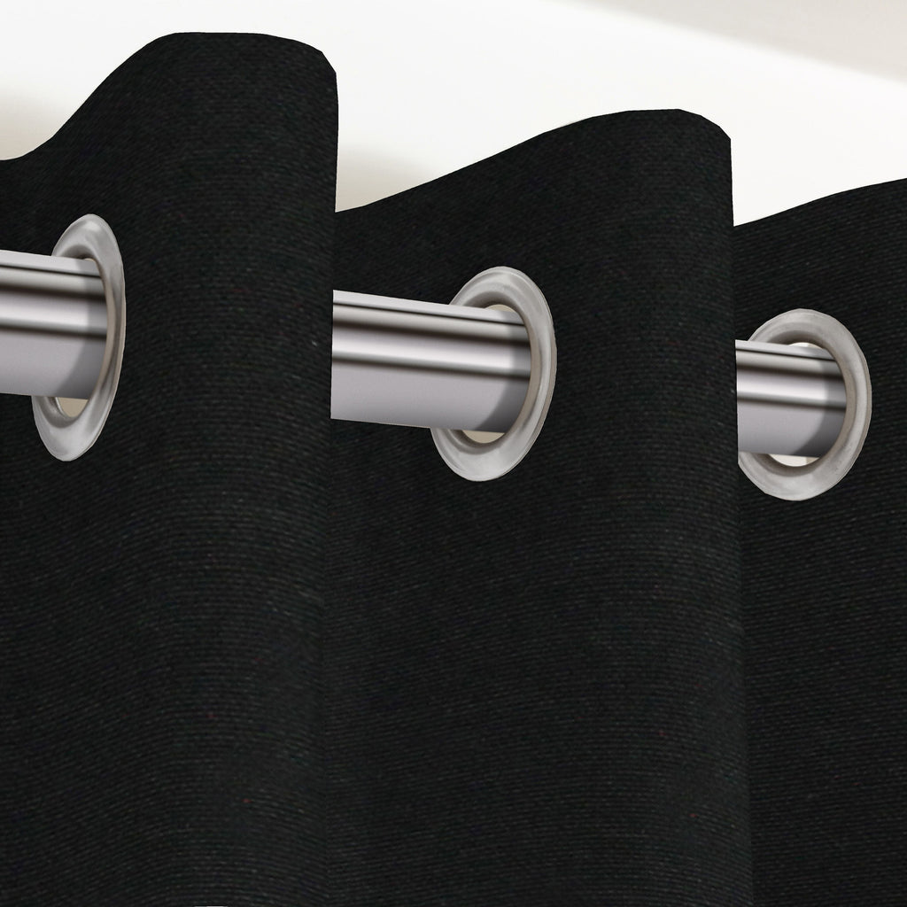 McAlister Textiles Panama Plain Black Curtains Tailored Curtains 116cm(w) x 137cm(d) (46" x 54") 
