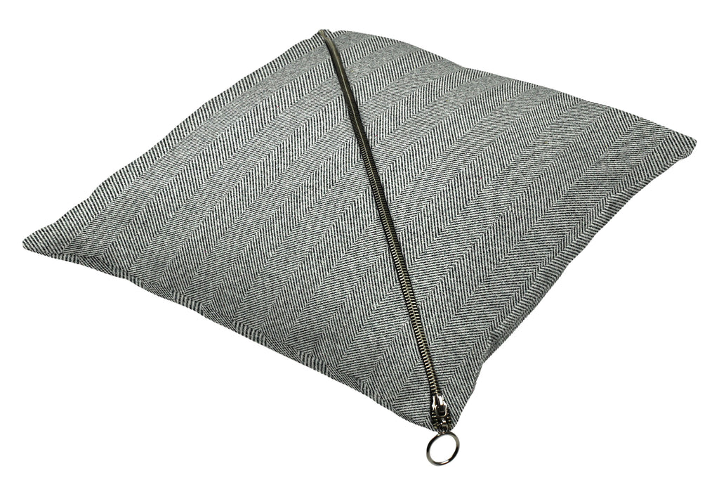 McAlister Textiles Herringbone Diagonal Zip Charcoal Grey Cushion Cushions and Covers 