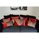 Load image into Gallery viewer, McAlister Textiles Triangle Patchwork Velvet Brown, Gold + Red Cushion Cushions and Covers 

